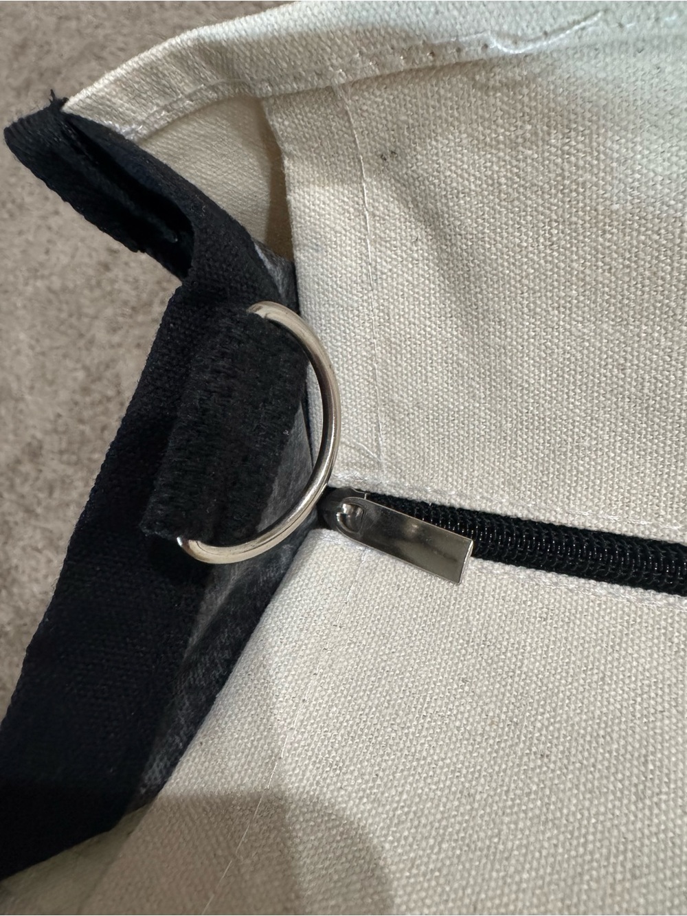 Black & White Canvas Tote Bag with S Monogram - Picture 6 of 6